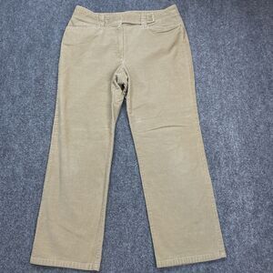 Talbots Corduroy Pants Womens 16 Petite Khaki Straight Leg Stretch Cotton Blend
